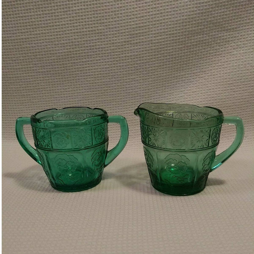 Doric n Pansy depression glass Pretty Polly Dishes - Picture 2 of 9